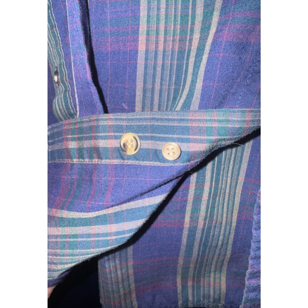 Vintage Mcgregor Plaid Button Down Shirt Striped Western Men's‎ Large Blue Green - Picture 7 of 7